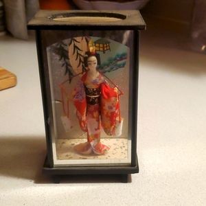 BUNDLE: Small Geisha in Glass Box and 1 small geisha and 1 small worker woman